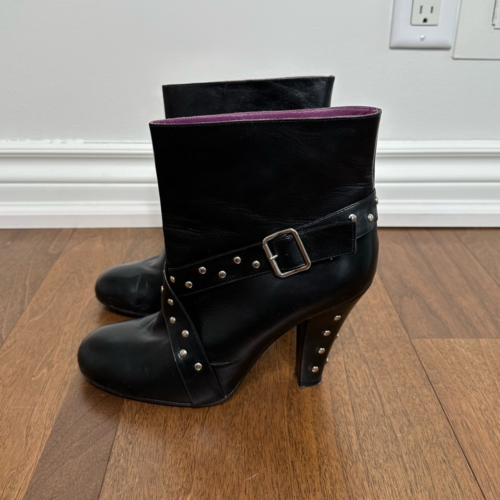 Marc Jacobs Black Heeled Boots with Silver Accents